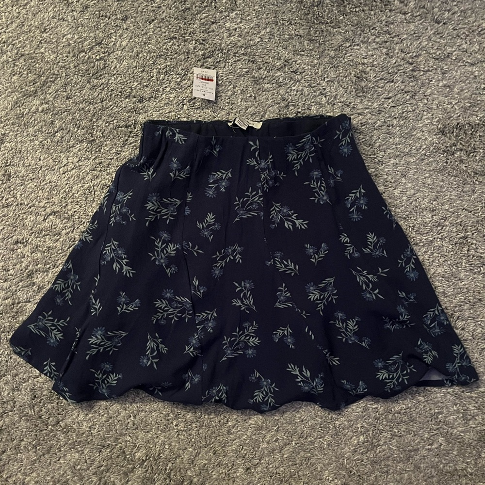 American Eagle Outfitters Navy Leaf Print Mini Skirt